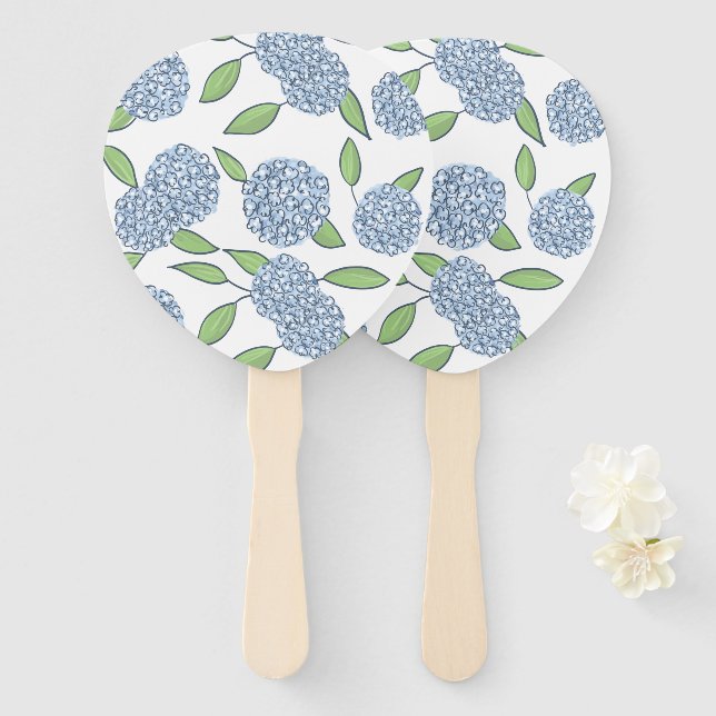 Éventail Quelque chose de bleu Hydrangea Mariage côtier (Devant et derrière)