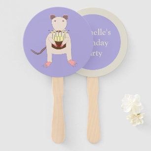 Éventail Rat de Siamese avec fête d'anniversaire gâteau per