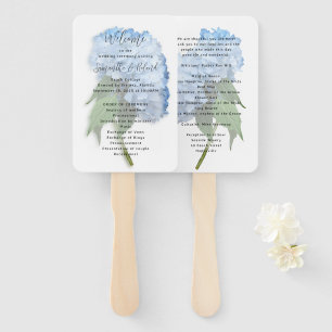 Éventail Real Blue Hydrangea Fleurs Programme de mariage