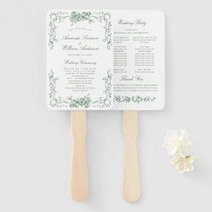 Éventail Renaissance Ornate sauge vert programme de mariage