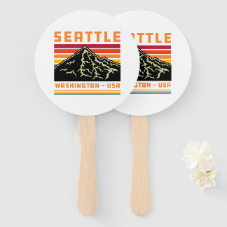 Éventail Retro Seattle Washington State Souvenir Mountain