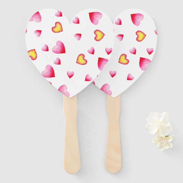 Éventail Romantic Coeur Rouge Saint Valentin (Devant et derrière)