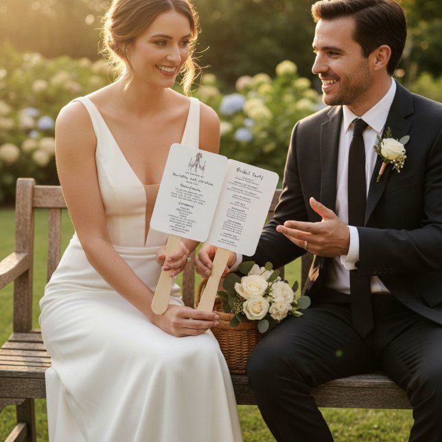 Éventail Romantic Hand Drawn Chandelier Wedding Program  (Créateur téléchargé)