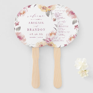 Éventail Romantique jardin mauve programme de mariage flora
