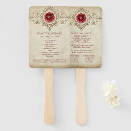 Éventail Rose à bijoux | Vintage Programme rouge de Crimson