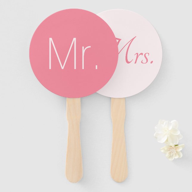 Éventail Rose Pink Elegant M. et Mme Mariage moderne (Devant et derrière)