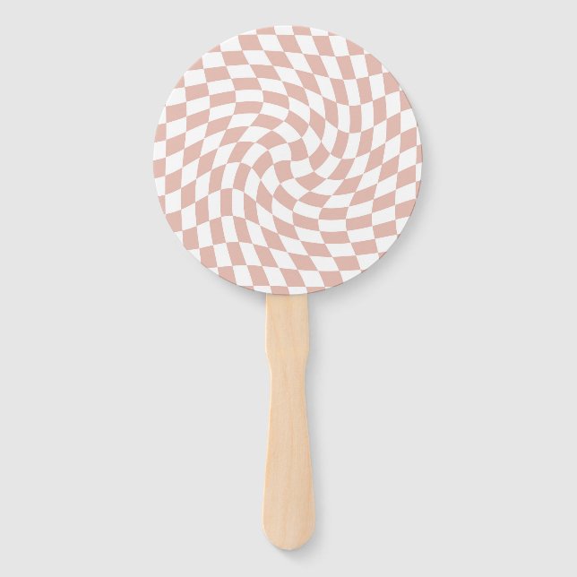 Éventail Rose rétro Dusty rose sable À damiers Mariage (Devant)