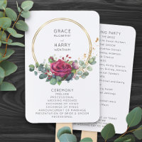 Rose rouge et Eucalyptus Programme de mariage Vent