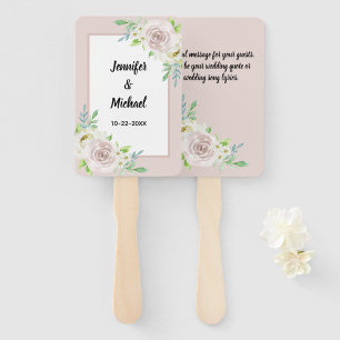 Éventail Rosewood Mauve Tendre Fleurs Aquarelle Rose Mariag