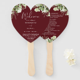 Éventail Rosewood Pink Green Programme de mariage Coeur
