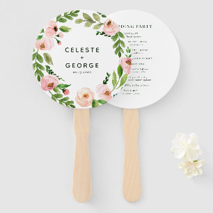 Éventail Rougissent le mariage floral rose de guirlande