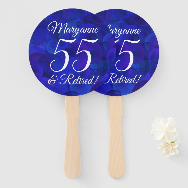 Éventail Royal Blue 55 et Retraite Party (Devant et derrière)