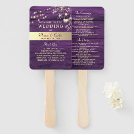 Éventail Rustic Bois Chaîne Lumières Programme de mariage V