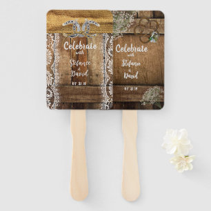 Éventail Rustic Country Barnwood Horseshoe Mariage