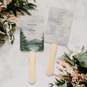 Éventail Rustic Mountain & Lake Evergreen Wedding Program
