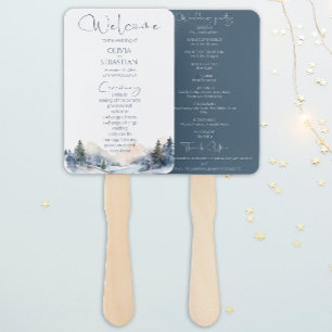 Éventail Rustic Woodland Winter Forest Wedding Programme