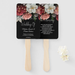 Éventail Rustique bordeaux Fil Mariage 