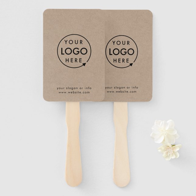 Éventail Rustique Kraft | Logo d'entreprise moderne promoti (Devant et derrière)