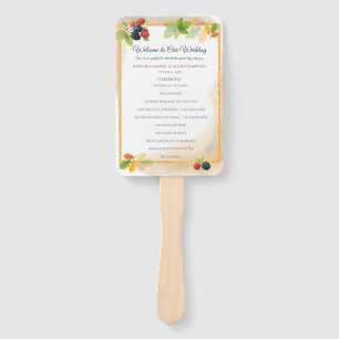 Éventail Rustique Romantique Automne Berry Wedding Programm