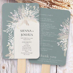 Éventail Sage Green Elegant Botanical Arch Wedding Programm