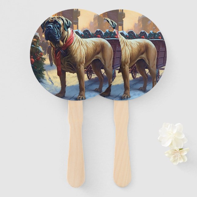 Éventail Saison de Noël de Bullmastiff (Devant et derrière)