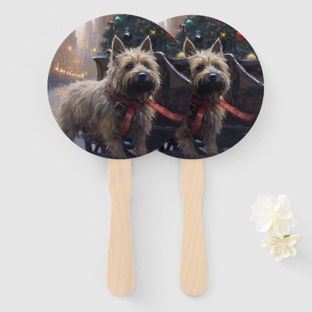 Éventail Saison Festive de Noël à Cairn Terrier (Devant et derrière)