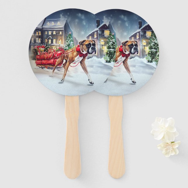 Éventail Saison Festive de Noël de Boxer (Devant et derrière)
