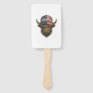 Éventail Salut Vache Highland Patriotique Design Western Vi