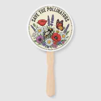Éventail Sauver le pollinisateur avec abeille, papillon et