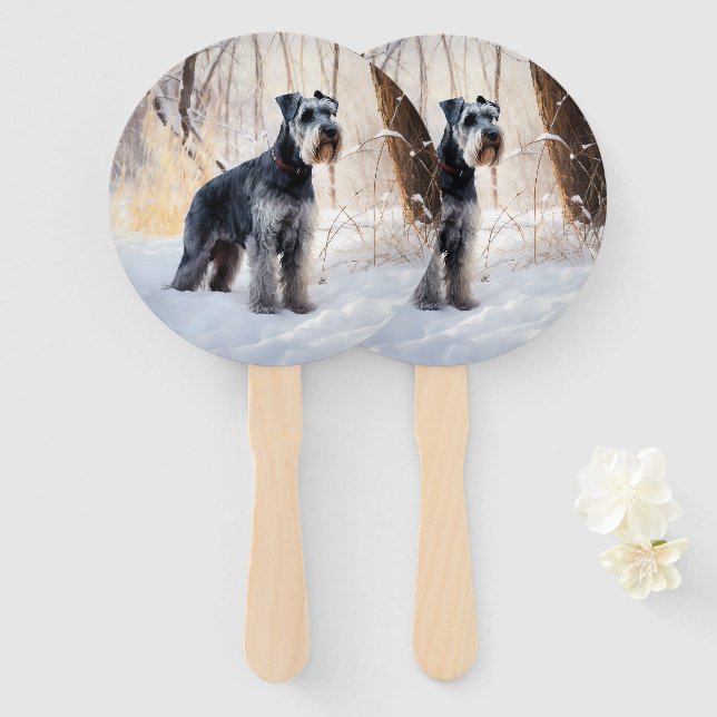 Éventail Schnauzer Laisser neiger Noël (Devant et derrière)