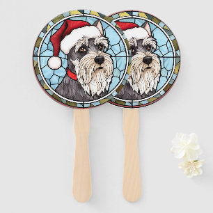 Éventail Schnauzer miniature en verre tendu Noël