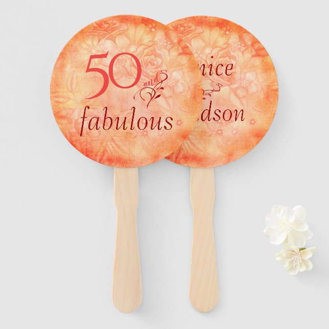 Éventail Shabby Chic 50 et fabuleux Rose Floral (Devant et derrière)