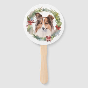 Éventail Shetland Sheepdog Christmas Wreath Festive Pup