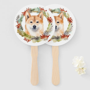 Éventail Shiba Inu Festive de la couronne de Noël Coupe