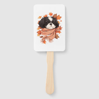Éventail Shih Tzu Fall Dog Automne quitte Thanksgiving Copi