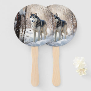 Éventail Sibérien Husky Laisser Neige Noël