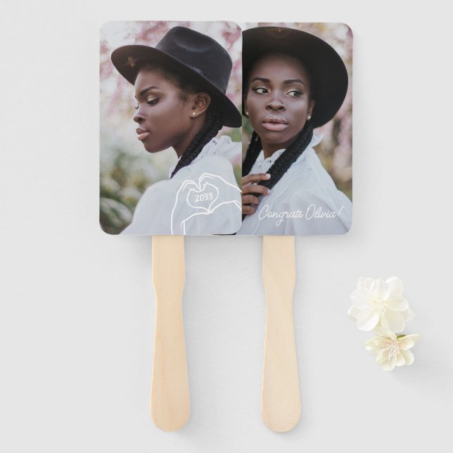 Éventail Signe de graduation Jeu de ventilateurs photo pers (Devant et derrière)