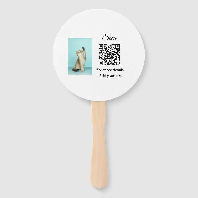 Éventail Simple animal name details QR code add text photo (Devant)