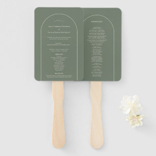 Éventail Simple Boho Arch Sage Green Wedding Programme