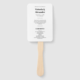 Éventail Simple Elegant Chic Black & White Wedding Programm