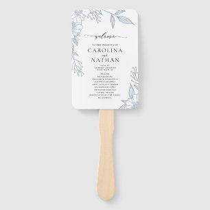Éventail Simple élégant Floral Dusty Blue Wedding Programme