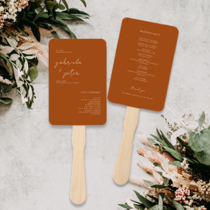Éventail Simple minimaliste Burnt Orange Wedding Programme