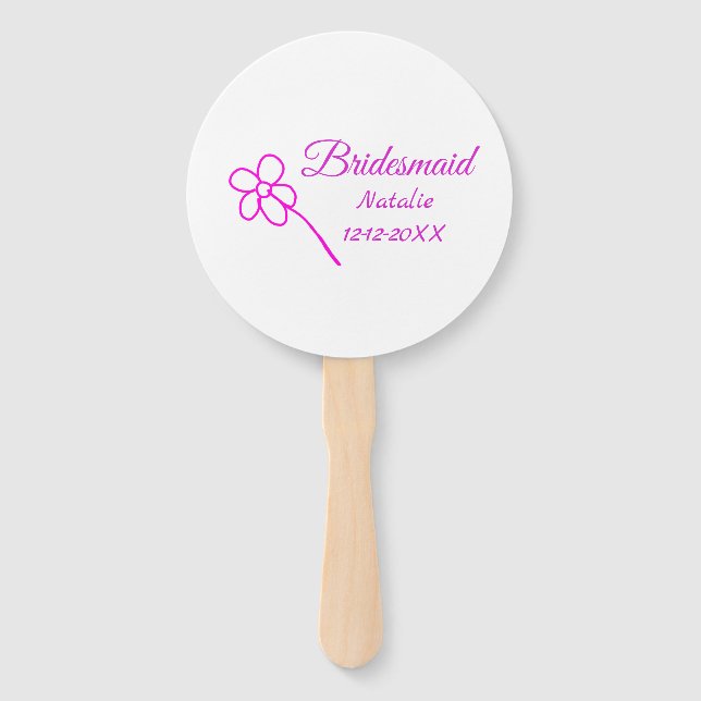 Éventail Simple minimum rose bridesmaid ajouter le nom de l (Devant)