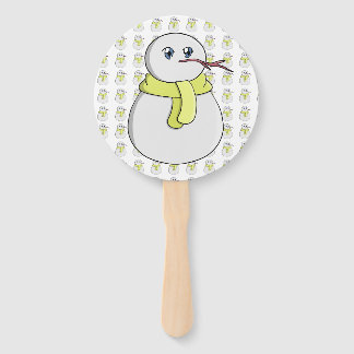 Éventail Snowman portant une écharpe jaune
