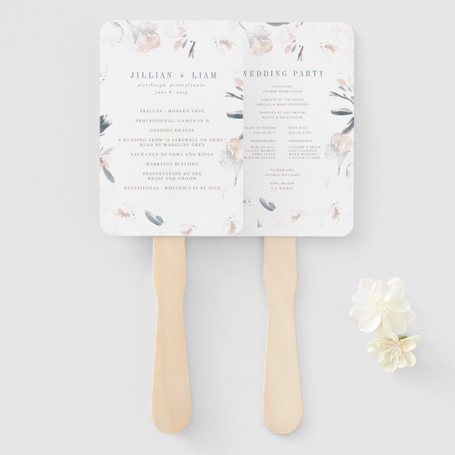 Éventail Soft Pink Peony Wedding Programme (Devant et derrière)