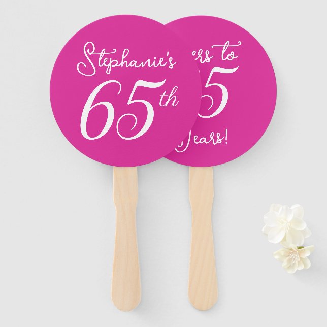 Éventail Soirée rose à 65 ans 65e anniversaire (Devant et derrière)