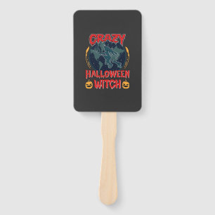 Éventail Sorcière de Halloween fou Citrouille Volant Lune N