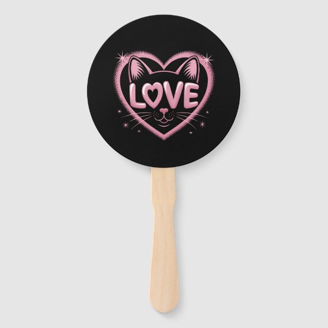 Éventail Sparkling Cat Love (Devant)