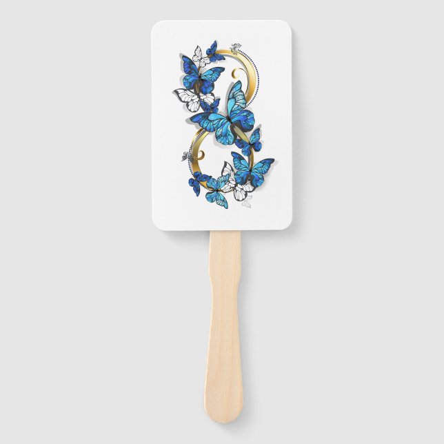 Éventail Symbole infini de papillons Morpho bleus (Devant)