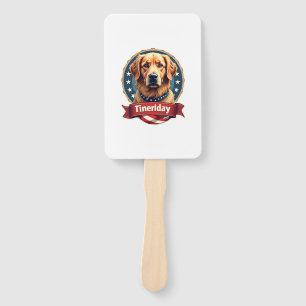 Éventail T-shirt à gravure de Golden Retriever patriotique
